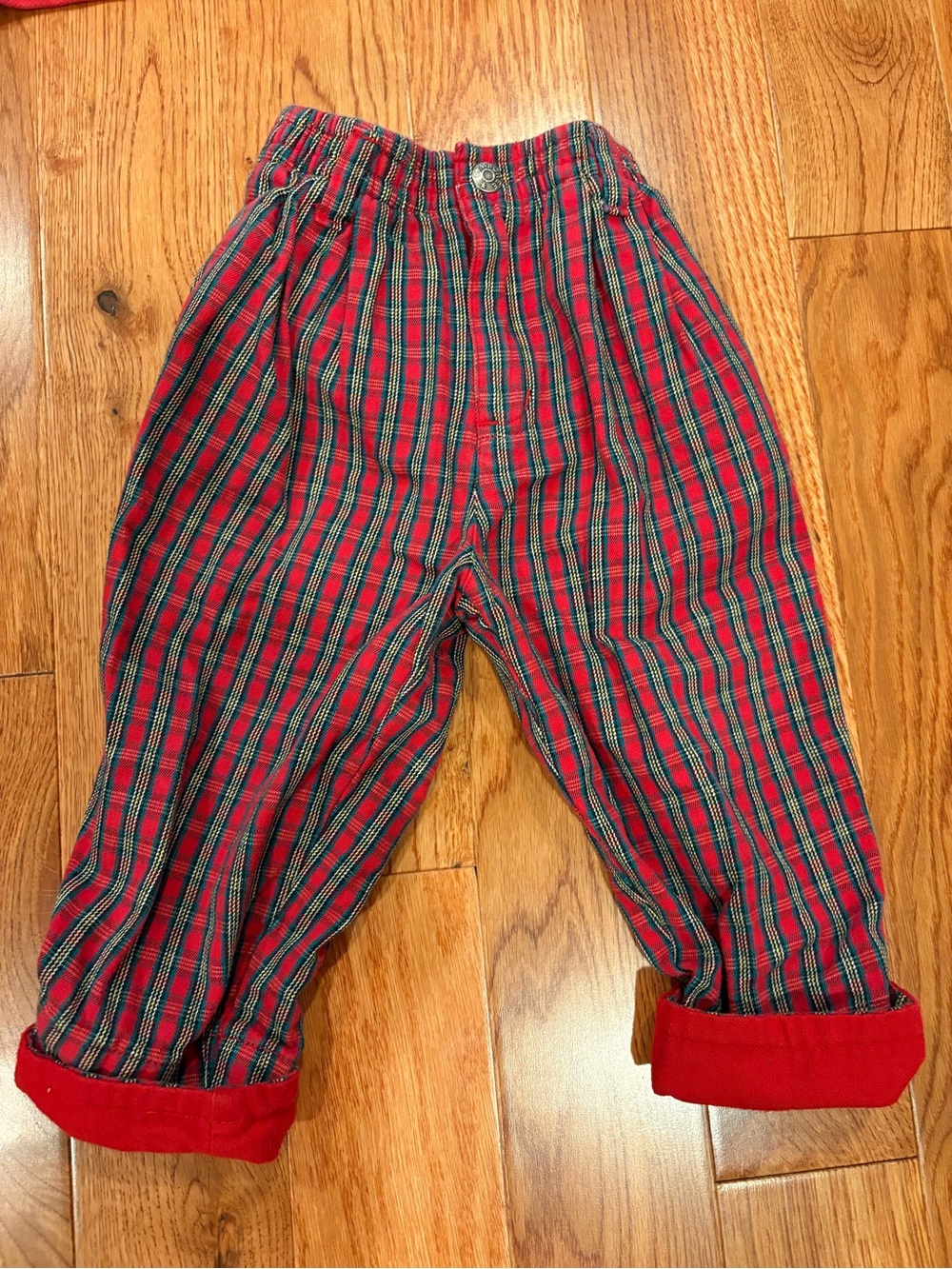 Gymboree Vintage ‘90s Boys Polo Shirt & Plaid Pants Red Holiday Small 3-4 Outfit - Picture 3 of 7